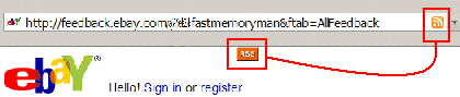 Ebay feedback page with RSS icons